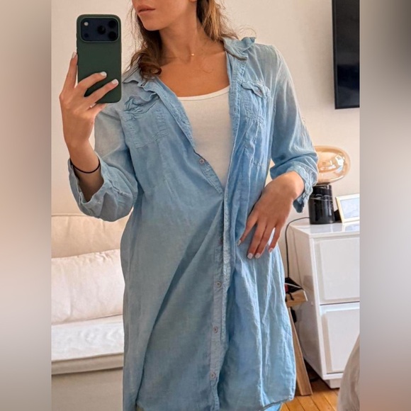 Light Blue Button-Up Tunic - Picture 5 of 5